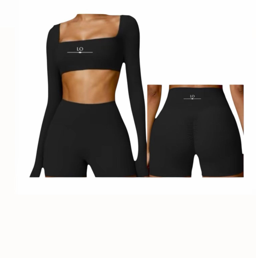 Conjunto Deportivo de Lujo Short y Top Manga Larga – LO COSMETICS