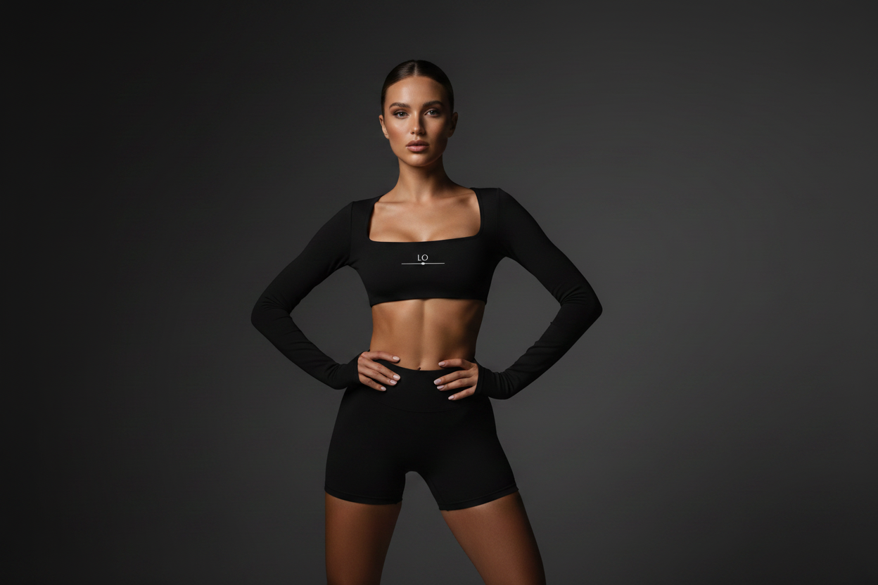 Conjunto Deportivo de Lujo Short y Top Manga Larga – LO COSMETICS